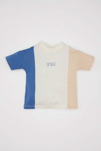 DeFacto Baby Boy Crew Neck Color Block Short Sleeve T-Shirt D1478A524Sm