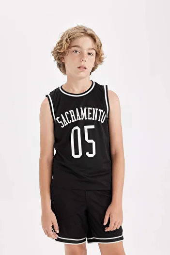 DeFacto Boy's Printed Crew Neck Tank Top - C8592A8NS
