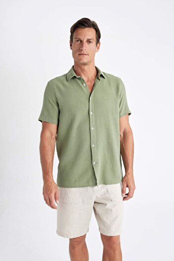 DeFacto Regular Fit Summer Polo Neck Cotton Short Sleeve Shirt D2924Ax24Sm