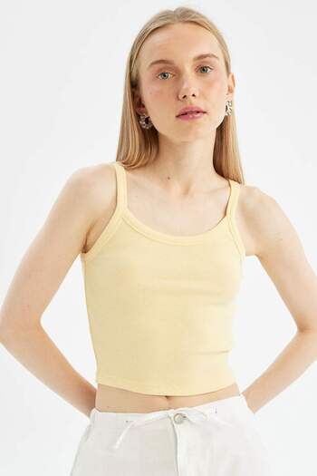 DeFacto Coool Fitted Ribbed Camisole Basic Plain Undershirt B0563Ax24Sm
