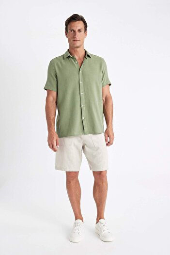 DeFacto Regular Fit Summer Polo Neck Cotton Short Sleeve Shirt D2924Ax24Sm