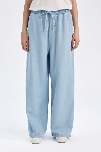 DeFacto Culotte High Waist Long Soft Jean Washed Pants D3897Ax24Hs