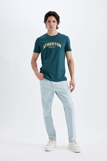 DeFacto 100% Cotton Slim Fit Slim Fit Crew Neck Printed Short Sleeve T-Shirt C5674Ax24Hs