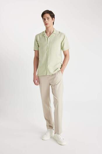 DeFacto Modern Fit Summer Polo Neck Aerobin Short Sleeve Shirt V8406Az24Sm