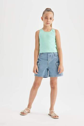 DeFacto Girl's Crew Neck Basic Plain Undershirt D0877A824Hs