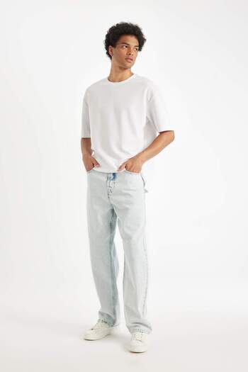 DeFacto Wide Fit Baggy Fit Jean Trousers - Normal Waist D1819AX24SM
