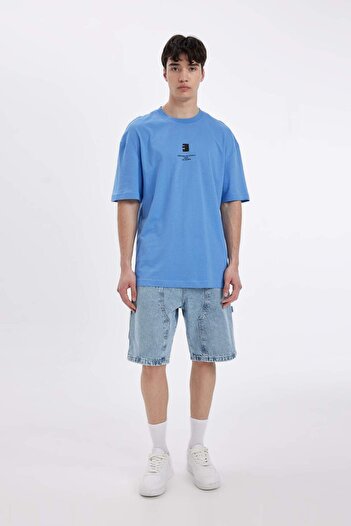DeFacto Comfort Regular Fit Зручний крій Велосипедний комір З принтом Короткий рукав Футболка C5755AX24HS