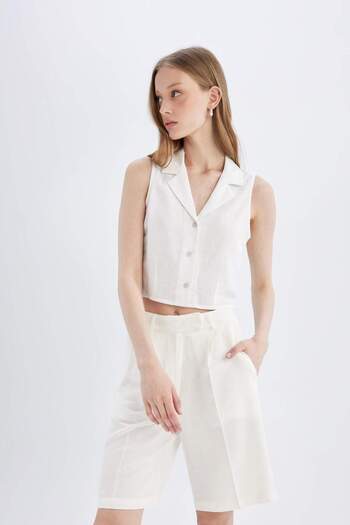DeFacto High Waist Satin Shorts - Short Leg D1326AX24SM