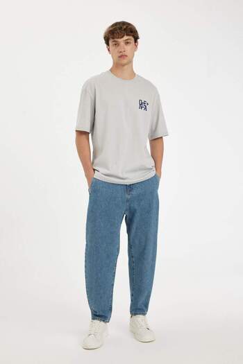 DeFacto Μπλουζάκι με κοντό μανίκι με στάμπα Comfort Fit Crew Neck C4082AX24SM