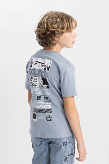 DeFacto Bedrucktes Kurzarm-T-Shirt für Jungen mit Rundhalsausschnitt D0423A824SM