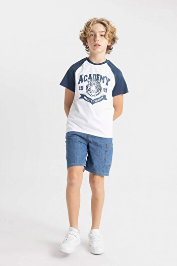 DeFacto Boy's Crew Neck Printed Short Sleeve T-Shirt C4693A824Hs
