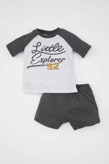 DeFacto Baby Boy 2 Piece Set Printed Short Sleeve T-Shirt Shorts C6090A524Sm