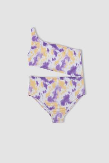 DeFacto Single Shoulder Patterned Girl's Swimsuit - C0334A824SM