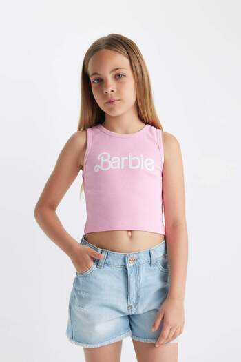 DeFacto Kız Çocuk Barbie Bisiklet Yaka Atlet C5952A824HS