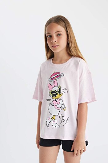 DeFacto Disney Mickey Mouse - Girls Oversize T-Shirt, Crew Neck, Short Sleeve