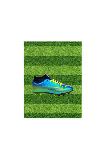 Walked Erkek Çocuk Mavi Renk Bilekli Boğazlı Çoraplı Halı Saha Krampon Futbol Spor Ayakkabı