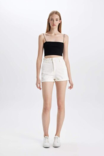 DeFacto Paperbag High Waist Folded Leg Jean Shorts C2434Ax24Hs