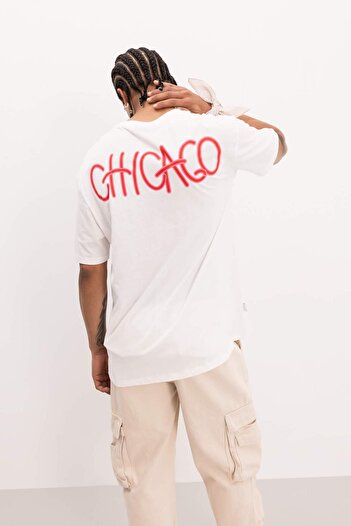 DeFacto DeFactoFit NBA Chicago Bulls Boxy Fit με λαιμόκοψη κοντομάνικο μπλουζάκι B9886AX24SM