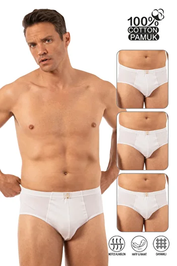 ÖZKAN underwear Özkan 0037 3 Pack Ανδρικά 100% βαμβακερά χτενισμένα μονόκλινα ελαστικά άνετα σλιπ