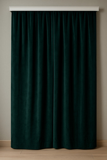 Miabella Home Modern Velvet Textured Extrafor Drawstring Background Curtain - Plain Stitched Single Wing
