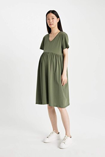 DeFacto Regular Fit Short Sleeve Short Size Maternity Dress X6046AZ24SM