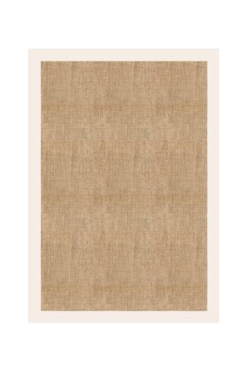 Decomia Home Dijital Kaymaz Yıkanabilir Jüt Görünümlü Beyaz Çerçeveli Salon Halısı Mutfak Halısı Yolluk