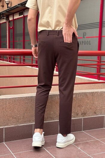 inpool Erkek, dil detaylı, slim fit, Old Money Culture, Esnek dokuma Kumaş pantolon ASP02