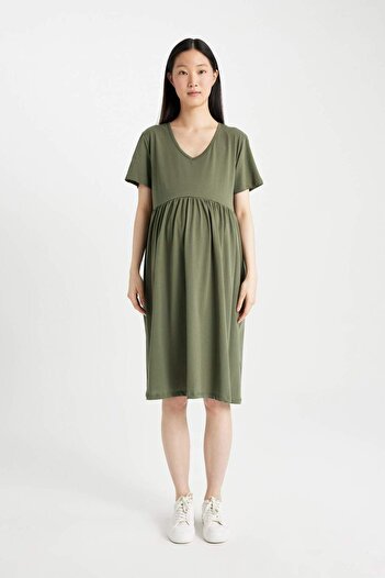 DeFacto Regular Fit Short Sleeve Short Size Maternity Dress X6046AZ24SM