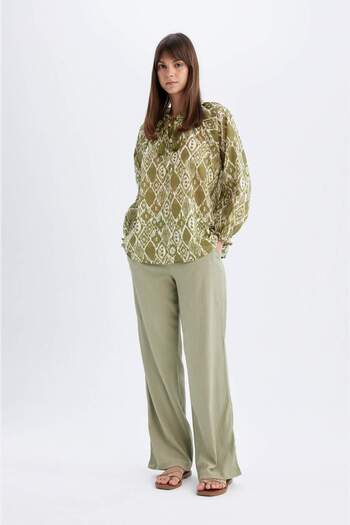 DeFacto Relax Fit Wrap Wide Leg Trousers Z8788AZ24SM