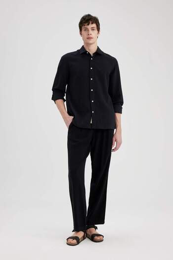 DeFacto Viscose Trousers Regular Fit Straight Leg Pocket B4867Ax24Sp