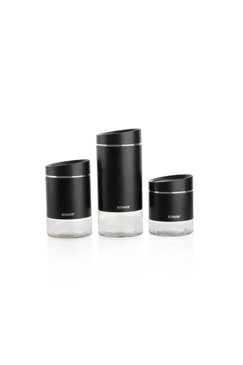 Schafer Silver Touch 3 Size Jar Set-Black