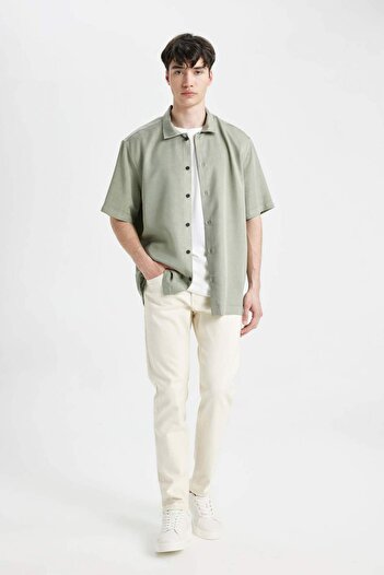 DeFacto Relax Fit Summer Polo Collar Cotton Short Sleeve Shirt C7394Ax24Sm