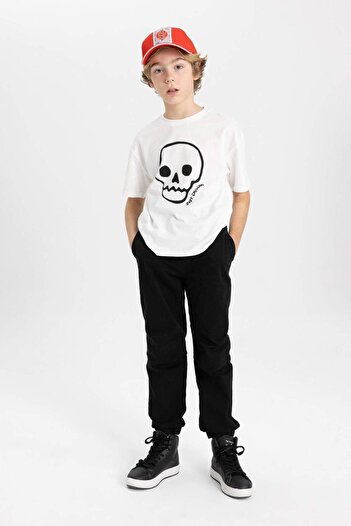 DeFacto Erkek Çocuk Beli Bağcıklı Lastikli Paça Cepli Siyah Basic Düz Jogger Gabardin Pantolon B5915A824SM