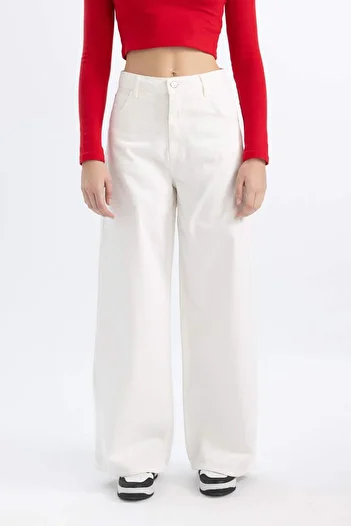 DeFacto Wide Leg Wide Leg Pantalon Gabardine Pocket B9810Ax24Sm