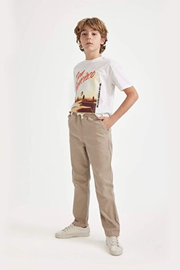 DeFacto Tricou cu mânecă scurtă cu imprimeu cu guler rotund pentru băiat C1961A824SM