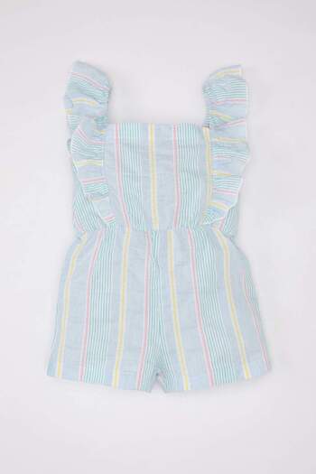 DeFacto Baby Girl Striped Poplin Jumpsuit with Straps C7039A524Sm