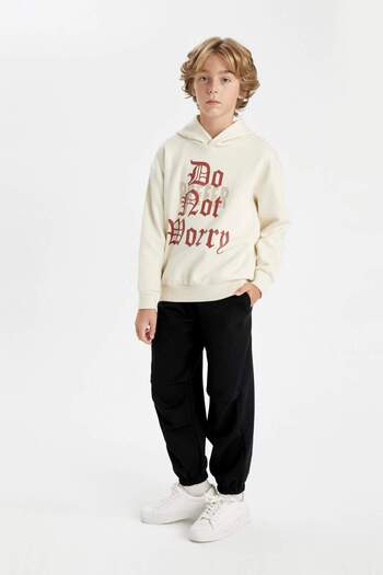 DeFacto Boy's Black Basic Plain Jogger Sweatpants with Elastic Waist and Pockets C2093A824Sp