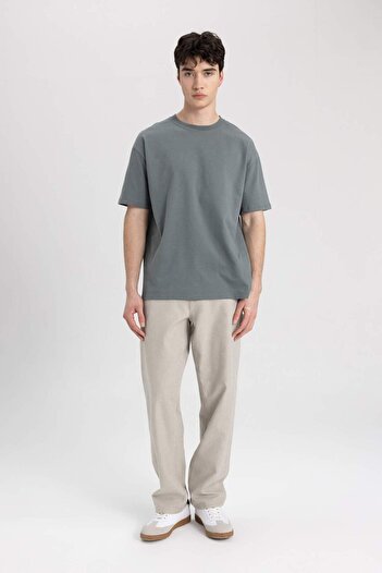 DeFacto Boxy Fit Crew Neck Short Sleeve Basic T-Shirt C5277Ax24Sp