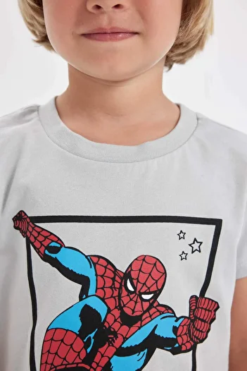 DeFacto Baby Boy Marvel Comics Pajamas Set Combed Cotton Short Sleeve Top Shorts C1502A524Hs