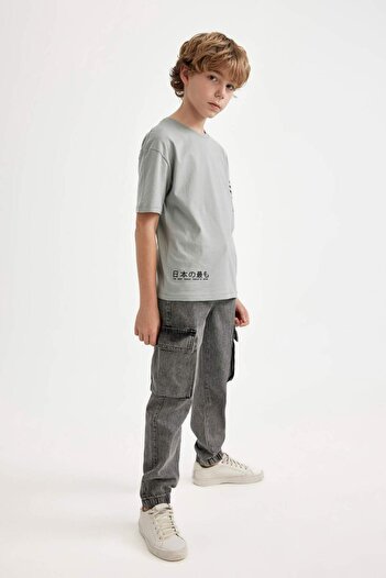 DeFacto Boy's Cargo Pocket Elastic Leg Jogger Jean Trousers C0183A824Sm