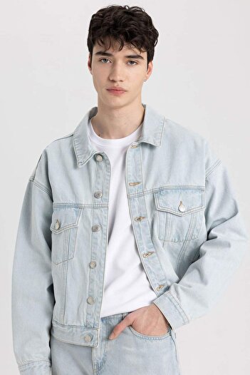 DeFacto Relax Fit Buttoned Pocket Seasonal Spring Jean Jacket B8177Ax24Sp