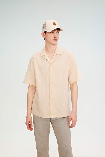 DeFacto Relax Fit Apache Collar Cotton Short Sleeve Shirt B7398AX24SM