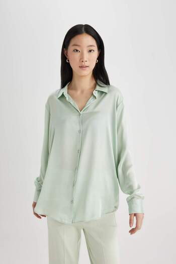 DeFacto Regular Fit Satin Long Sleeve Shirt Z2989az24sp