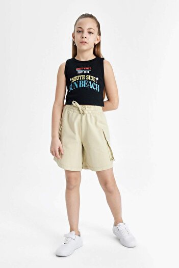 DeFacto Girl's Crew Neck Printed Singlet C2213A824Hs