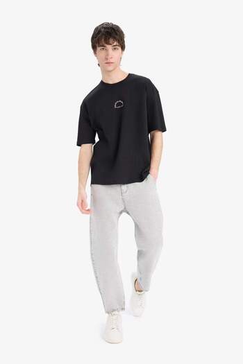 DeFacto Oversize Wide Fit Crew λαιμόκοψη εμπριμέ κοντομάνικο μπλουζάκι B4651ax24sp