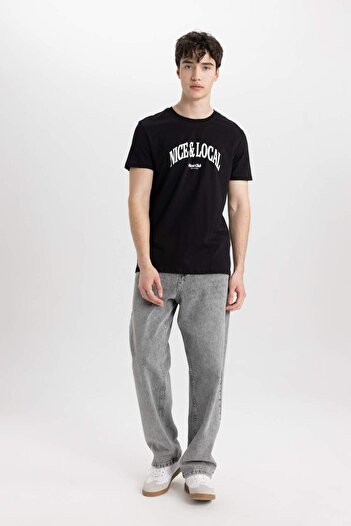 DeFacto Slim Fit Slim Fit Crew λαιμόκοψη με εμπριμέ κοντομάνικο μπλουζάκι B8476AX24SM