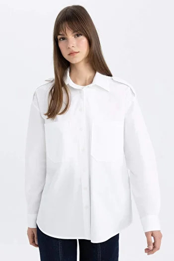 DeFacto Relax Fit Poplin Μακρυμάνικο Μουσουλμανικό Πουκάμισο Μαντίλι C2145AX24SP