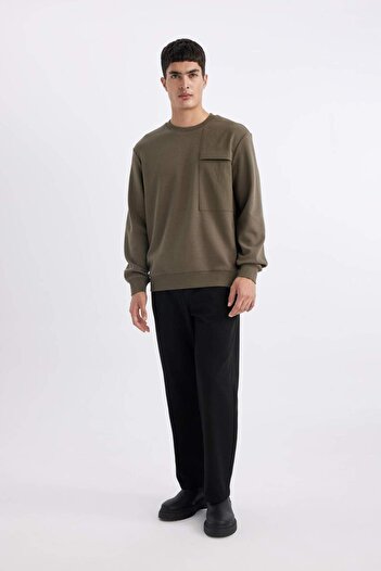 DeFacto Regular Fit Bisiklet Yaka Basic Düz Sweatshirt B6495AX24SP