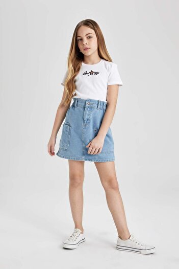 DeFacto Girls Slim Fit Slim Fit Crew Neck Ribbed Camisole Short Sleeve T-Shirt B6698A824Sm