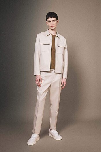 DeFacto Twill Summer Fabric Trousers Tailored Regular Fit Regular Fit Linen Blend Straight Leg B6670Ax24Sp